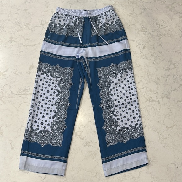 J.Crew Pull On Cropped Pant Scarf Border Print Boho Resort Beach Small - Picture 5 of 16